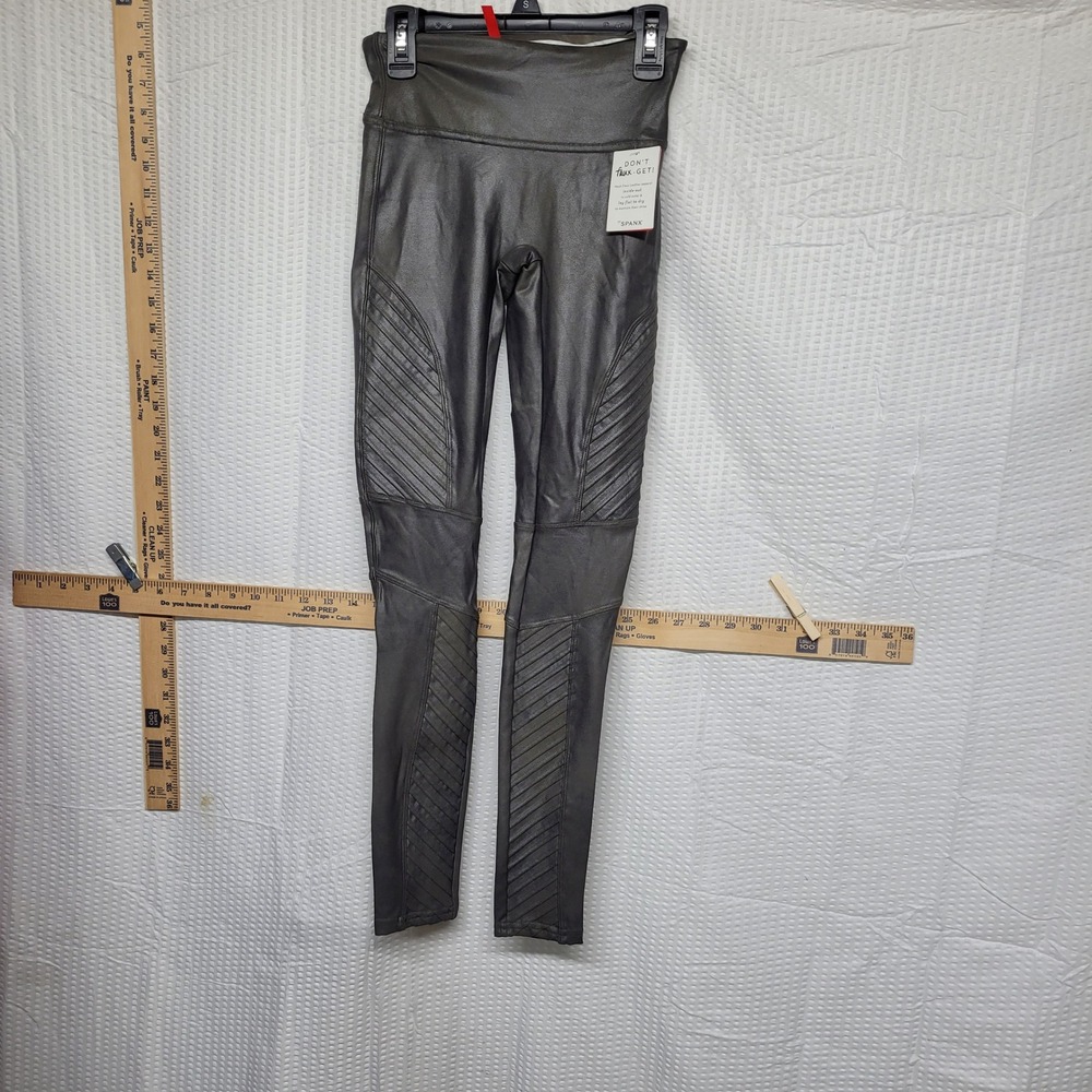 Spanx‎ Faux Leather Moto Leggings Gunmetal Grey 20136R Womens XS New
